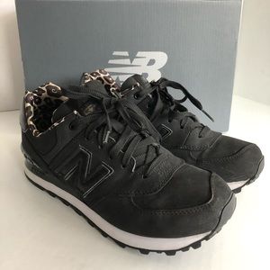 new balance 574 leopard black